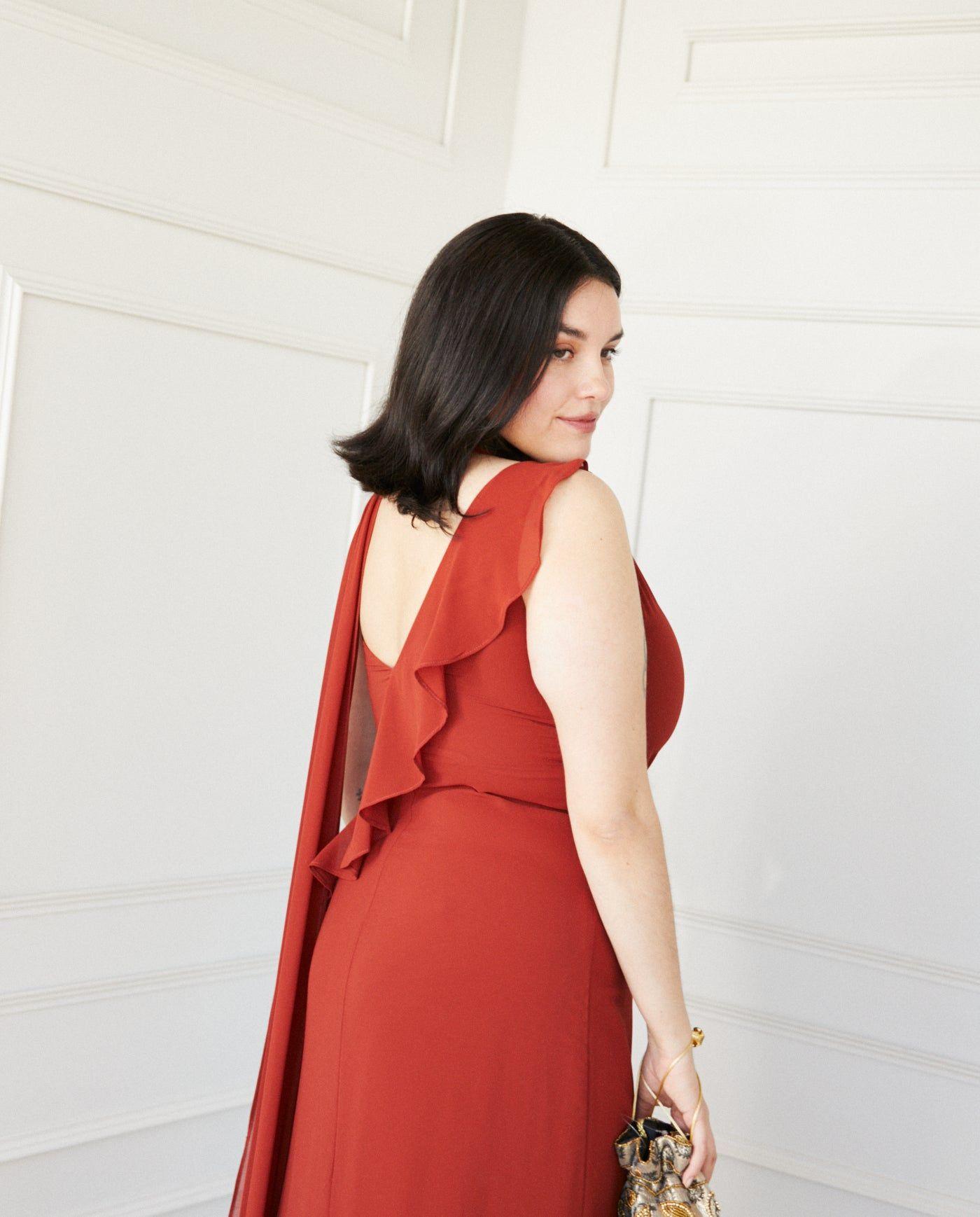 Vestido Largo de Fiesta Maia Terracota-6