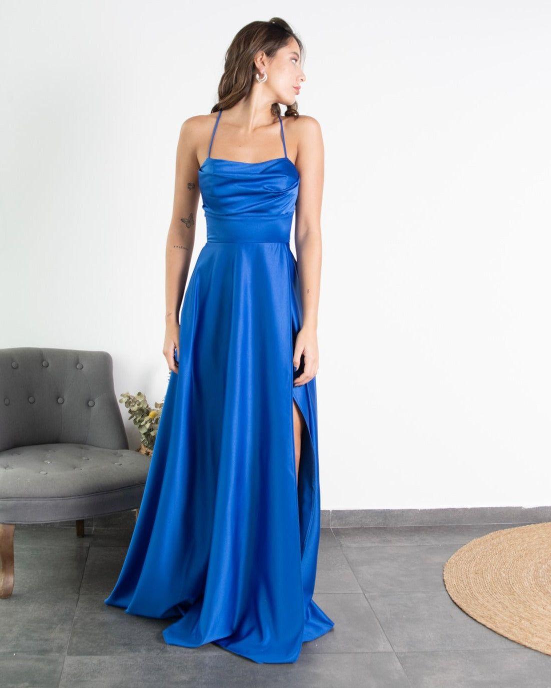 Vestido de Fiesta Largo Camila Azul Royal-2