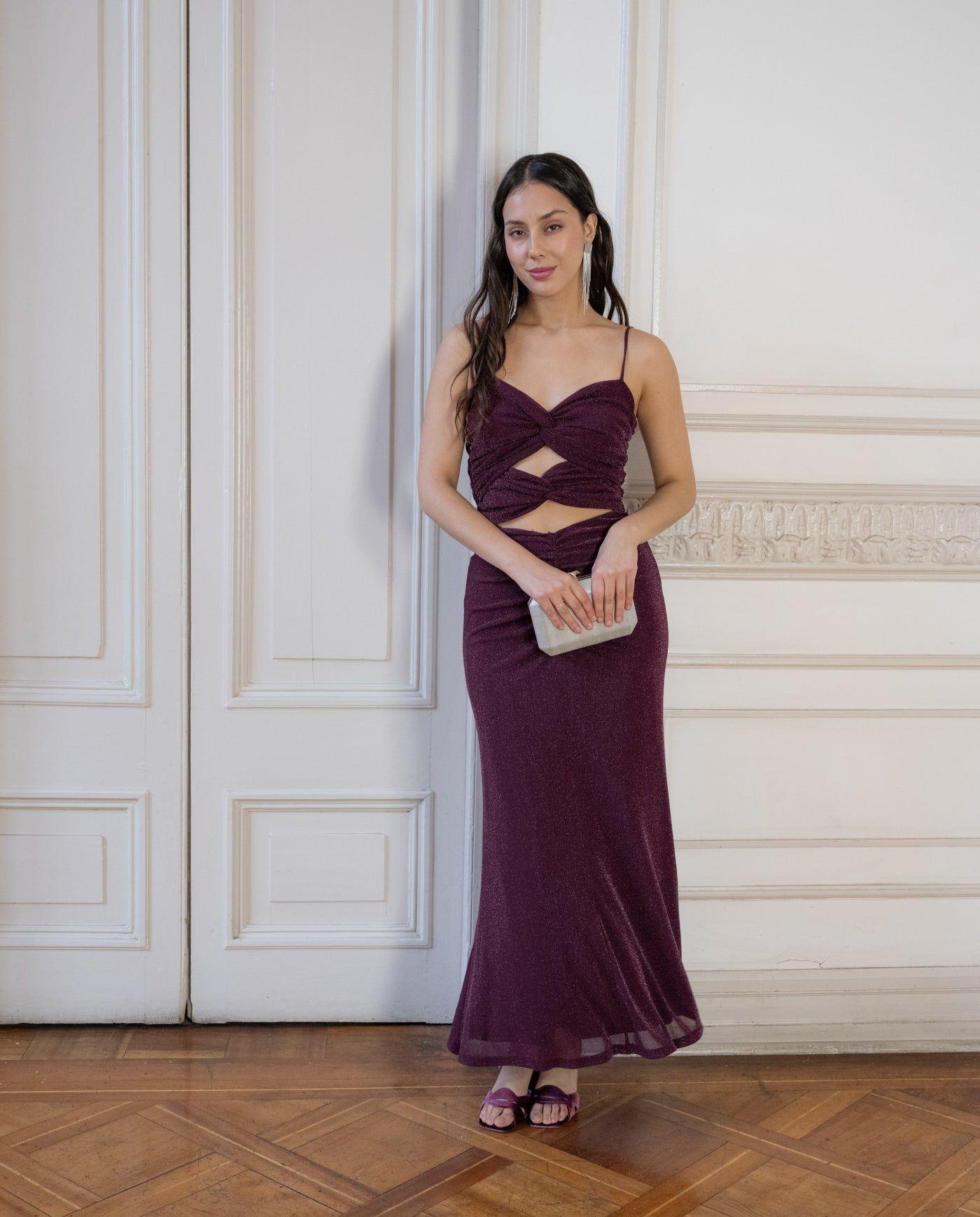 Vestido Largo de Fiesta Zara Vino-0