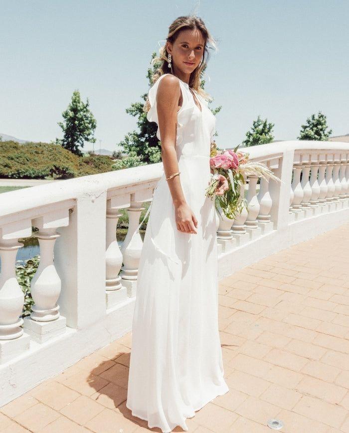 VESTIDO LARGO DE NOVIA CLARA GASA IVORY-2