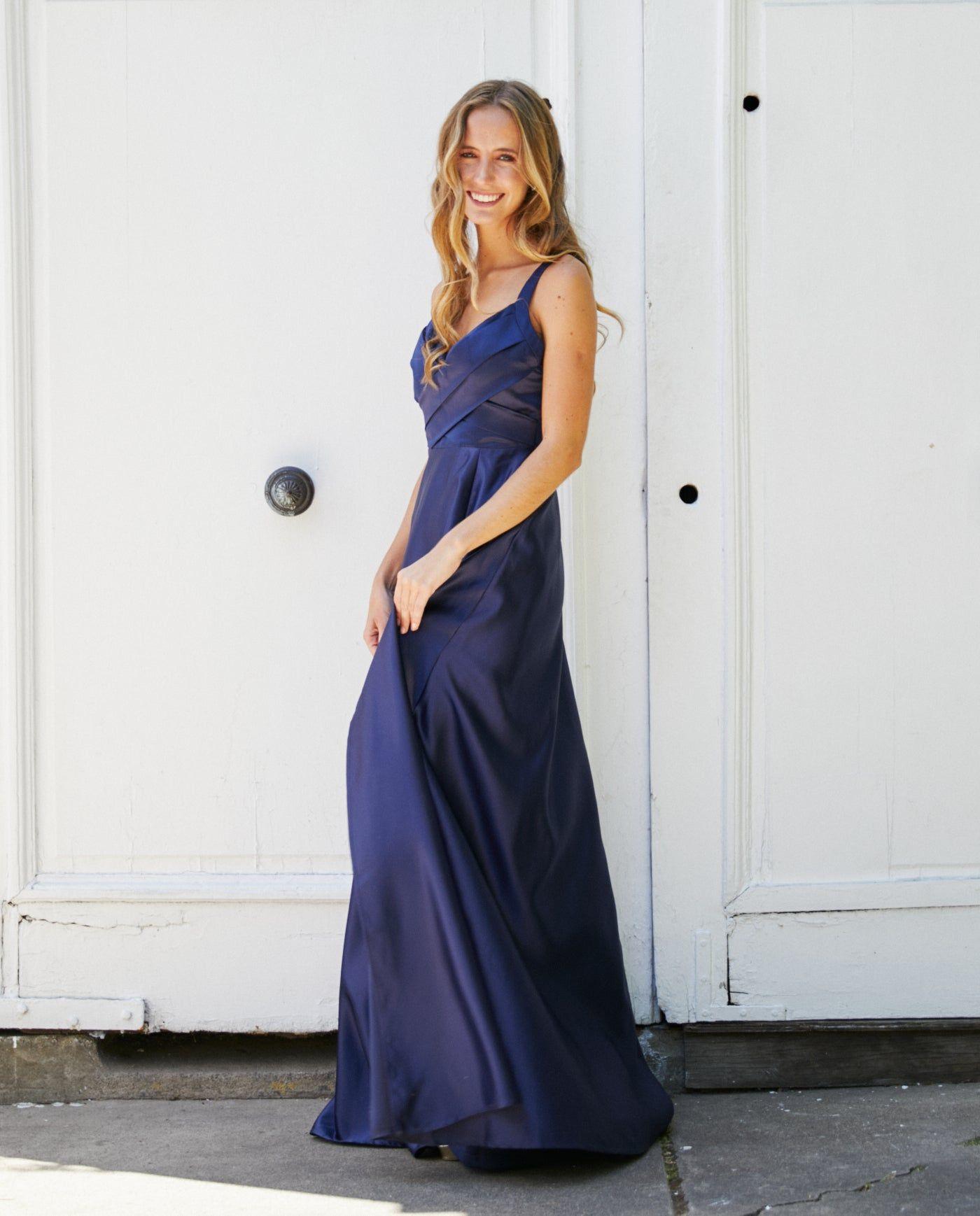 Vestido Largo de Fiesta Bea Azul Oscuro-0