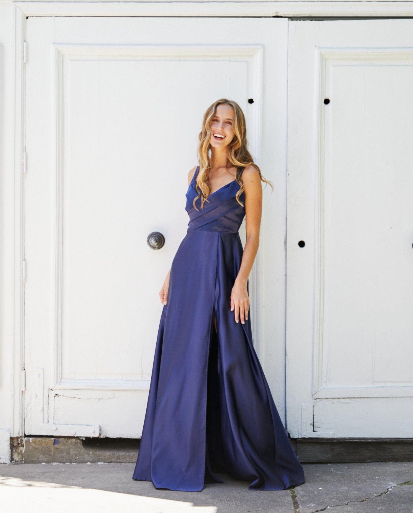 Vestido Largo de Fiesta Bea Azul Oscuro-3