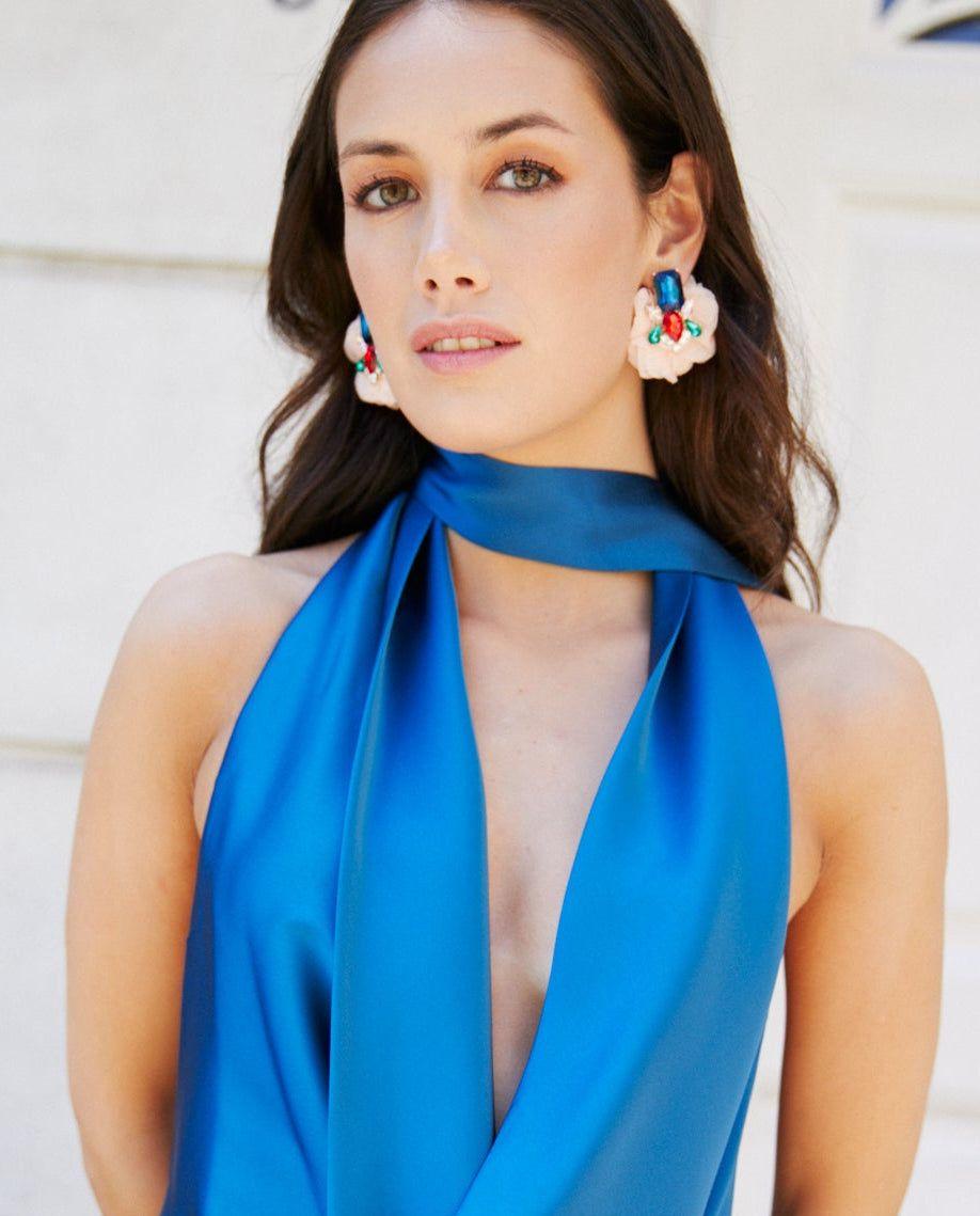 Vestido Corto de Fiesta Budapest Turquesa Oscuro-2