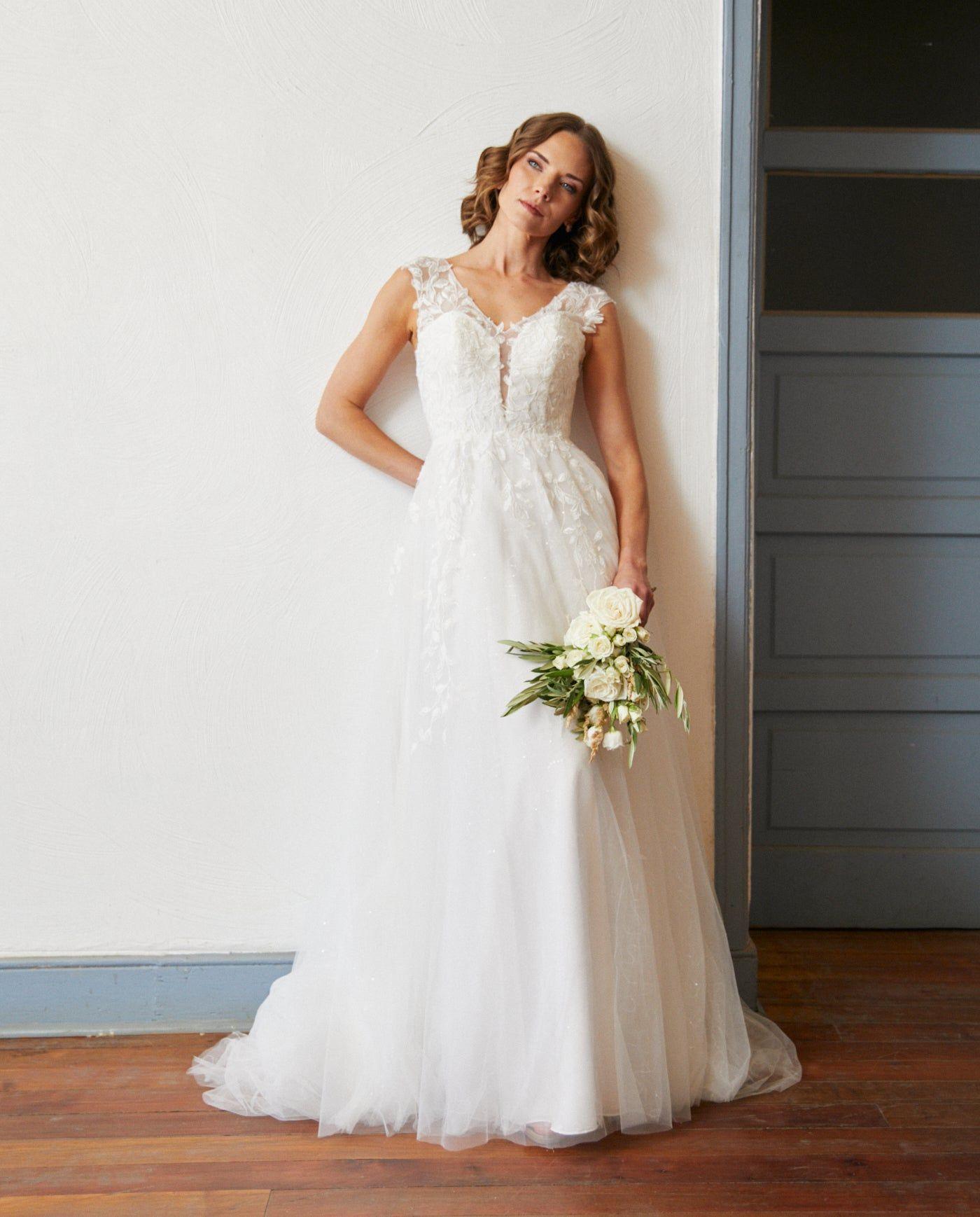 Vestido Largo de Novia Aura Tul Ivory-0