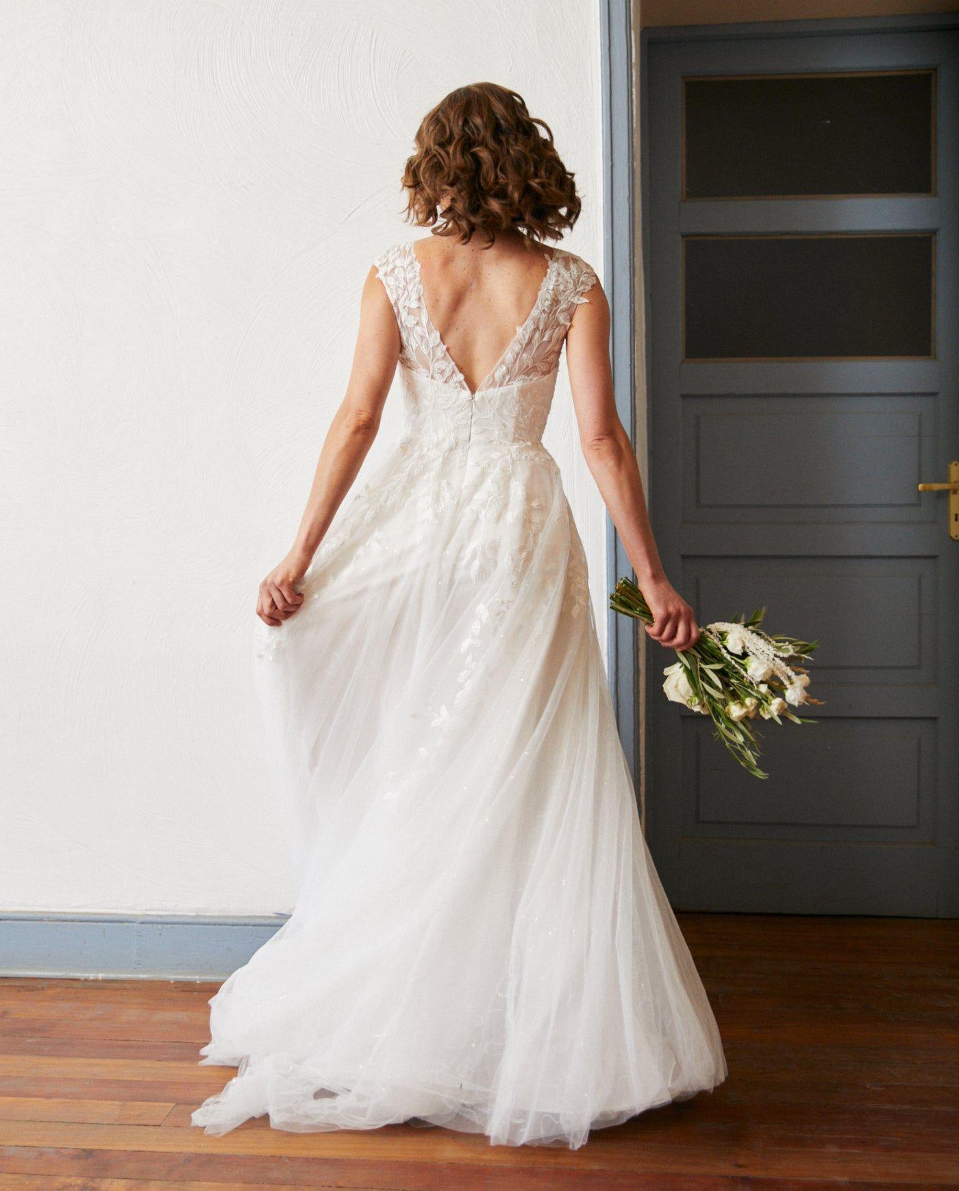 Vestido Largo de Novia Aura Tul Ivory-1