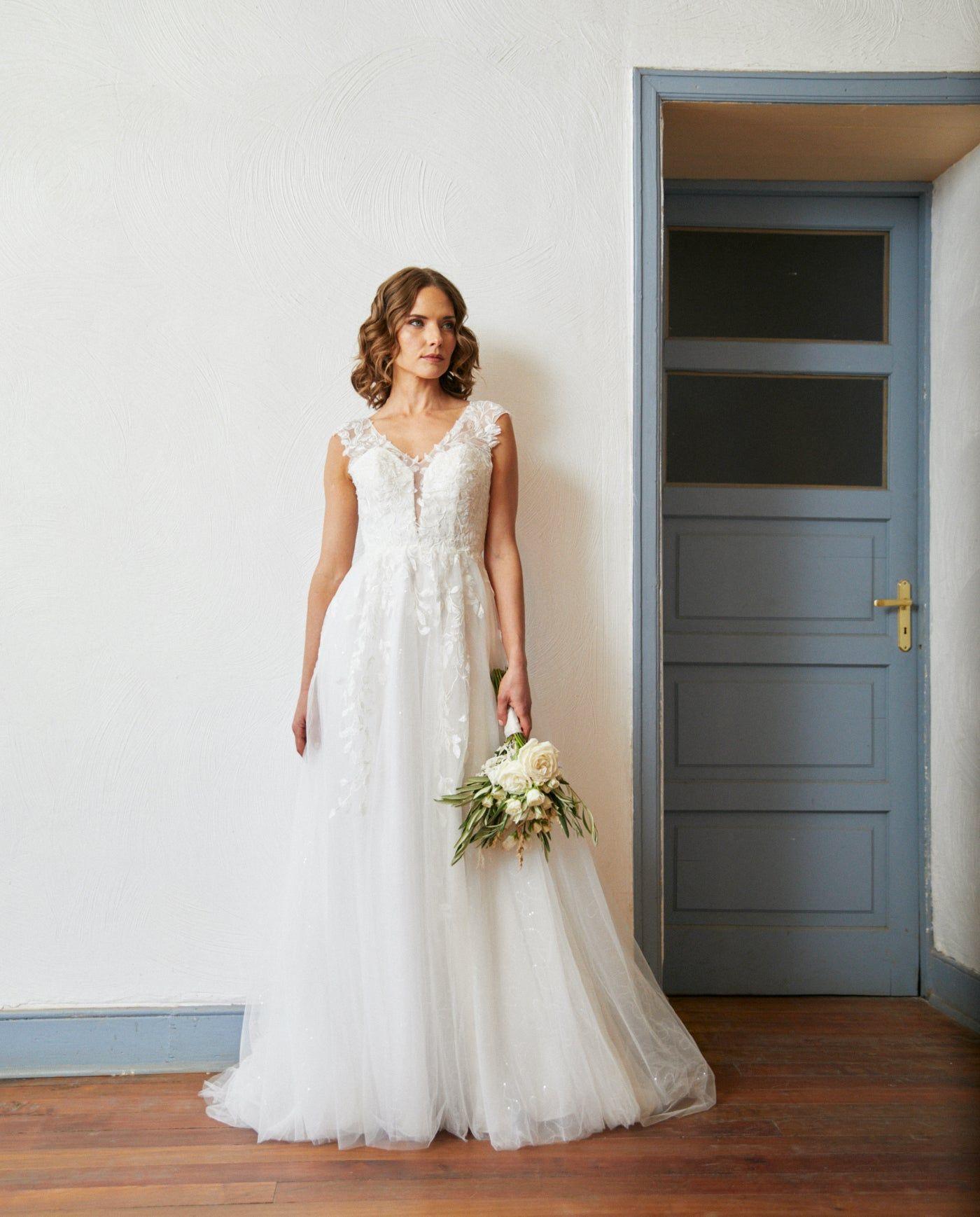 Vestido Largo de Novia Aura Tul Ivory-4