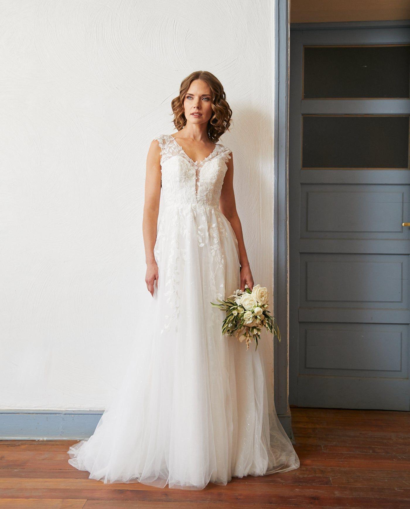 Vestido Largo de Novia Aura Tul Ivory-5