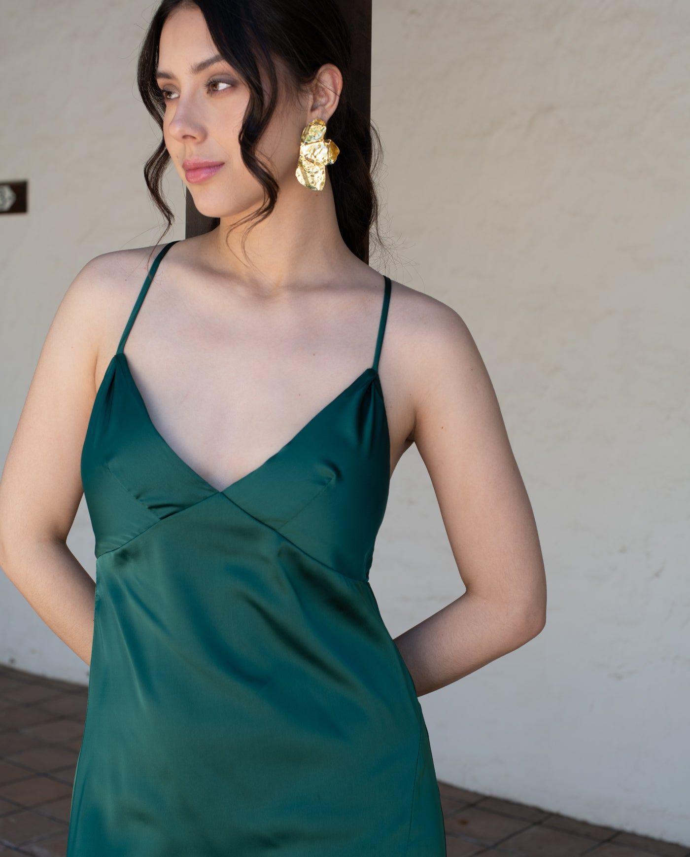 Vestido Largo de Fiesta Pepa Verde Oscuro-2