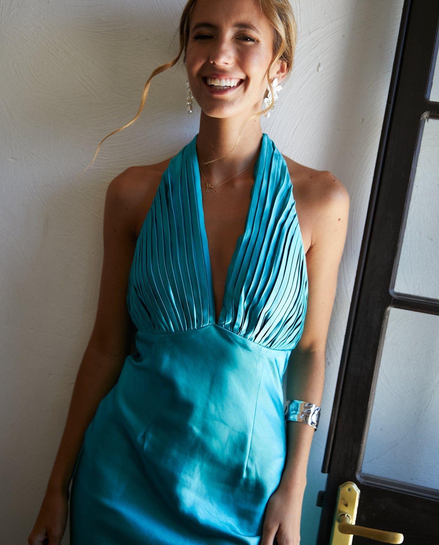 Vestido Largo de Fiesta Maria Fernanda Turquesa Claro-5