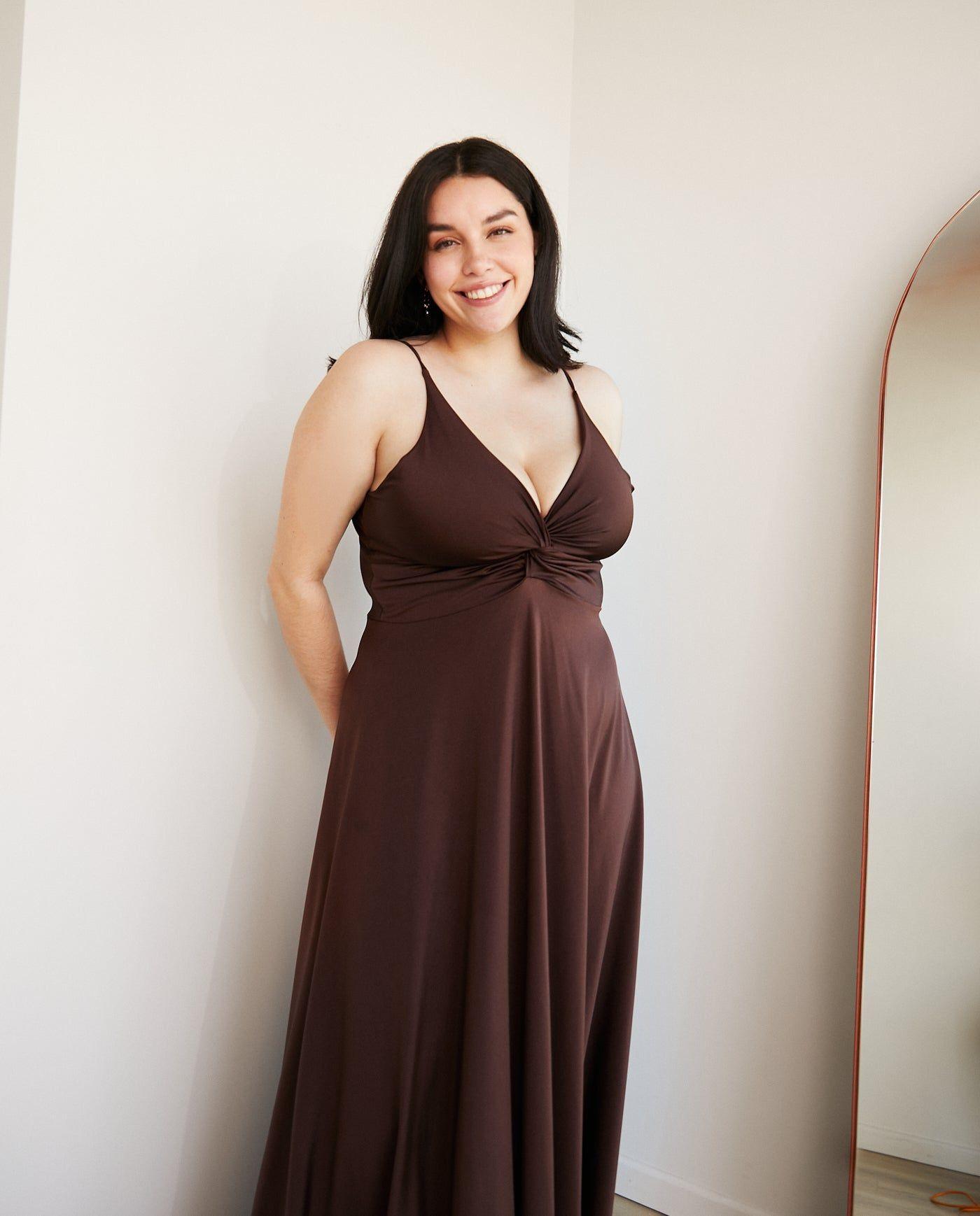 Vestido Largo de Fiesta Nudo Chocolate-0