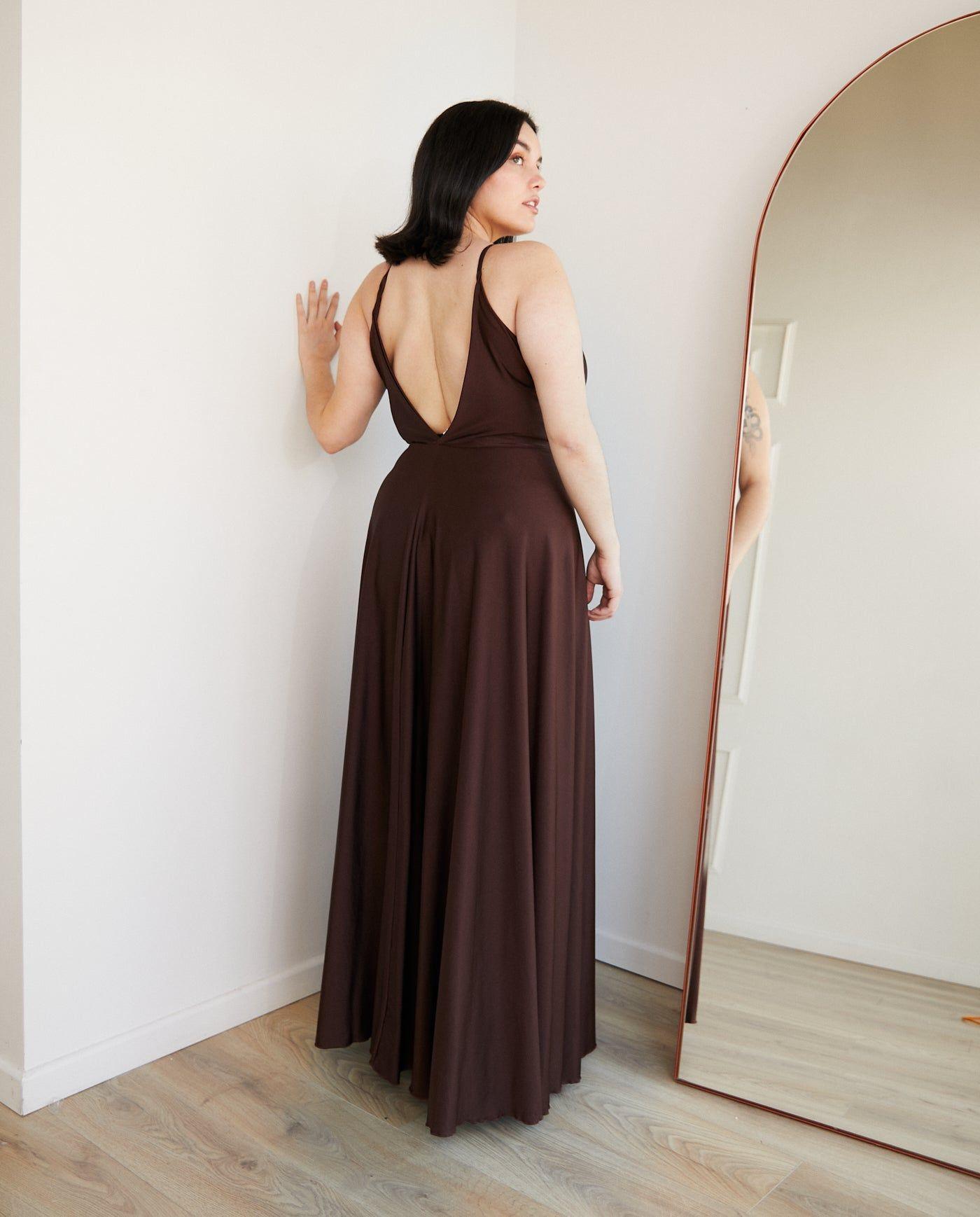 Vestido Largo de Fiesta Nudo Chocolate-1