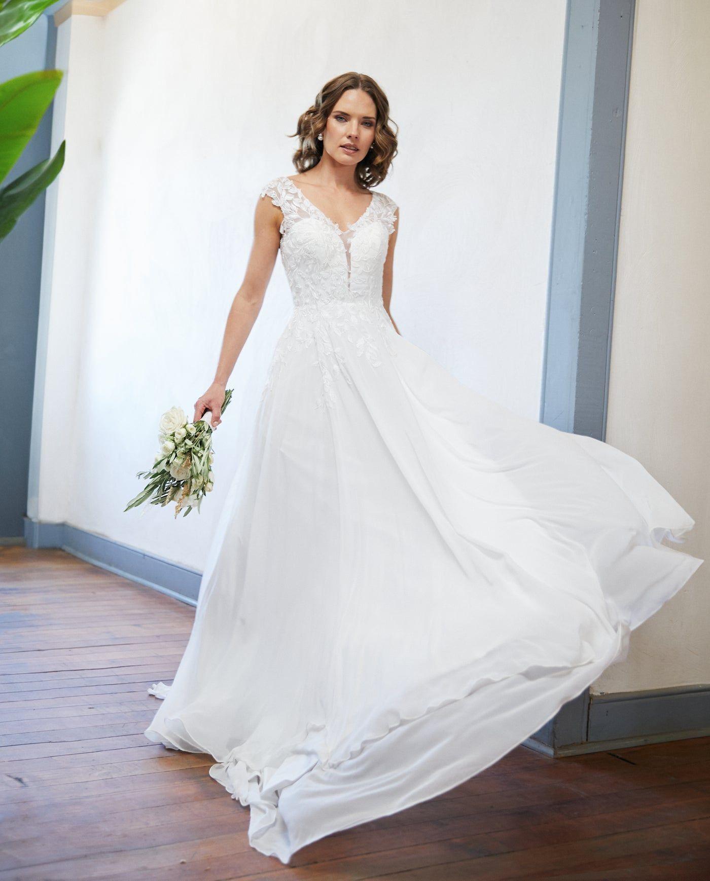 Vestido Largo de Novia Aura Gasa Ivory-0