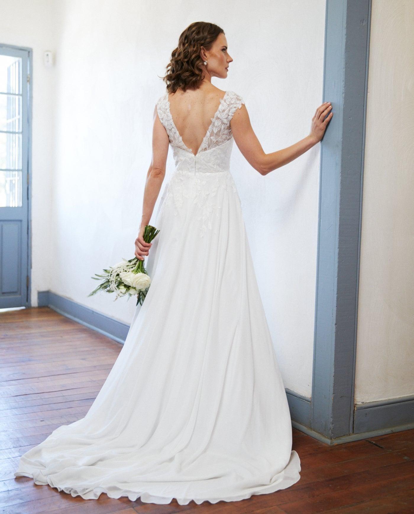 Vestido Largo de Novia Aura Gasa Ivory-1