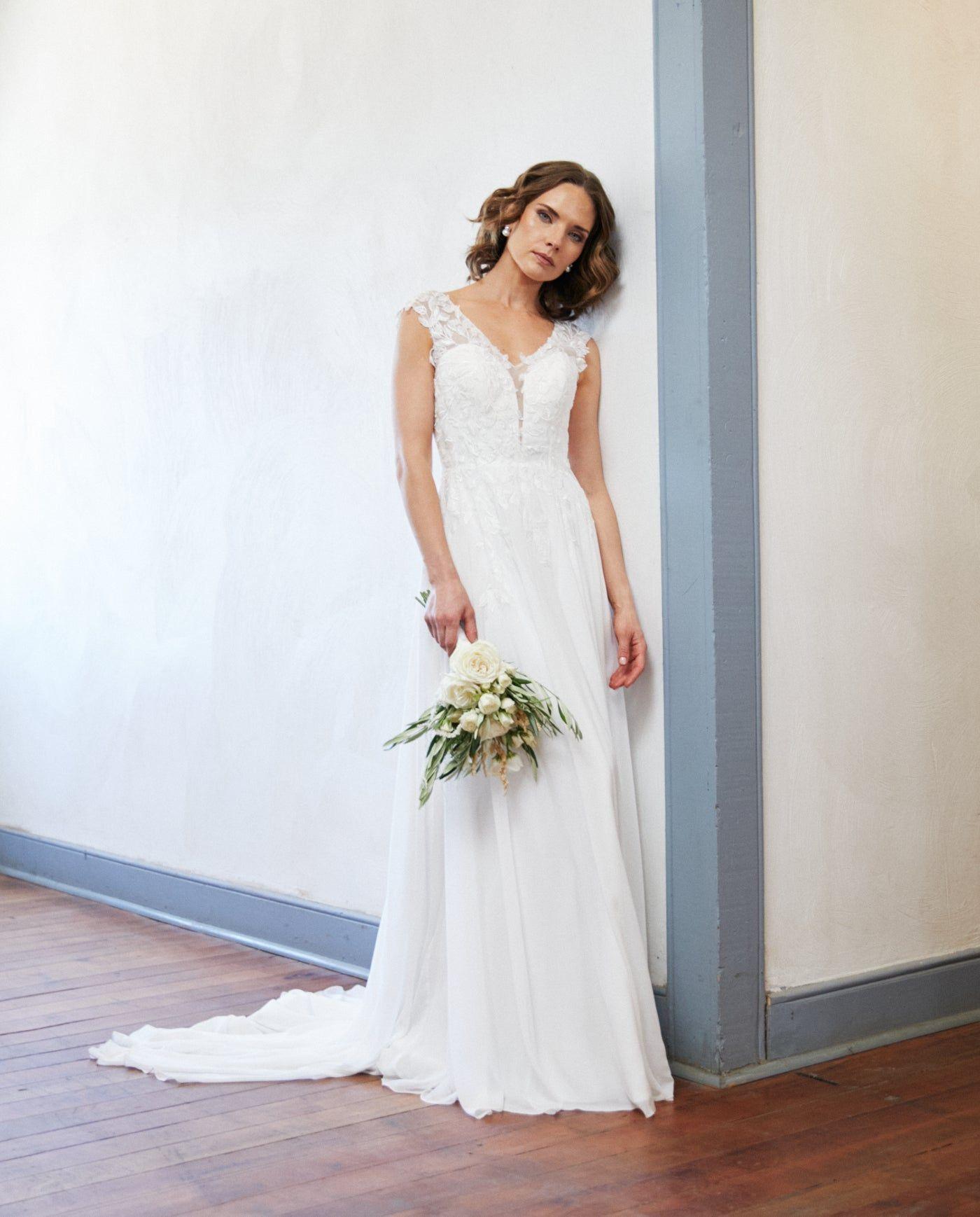 Vestido Largo de Novia Aura Gasa Ivory-4