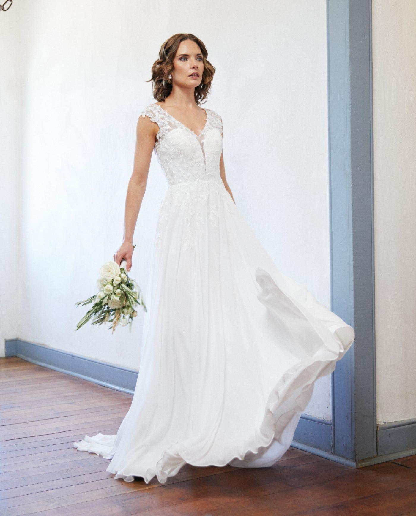 Vestido Largo de Novia Aura Gasa Ivory-5