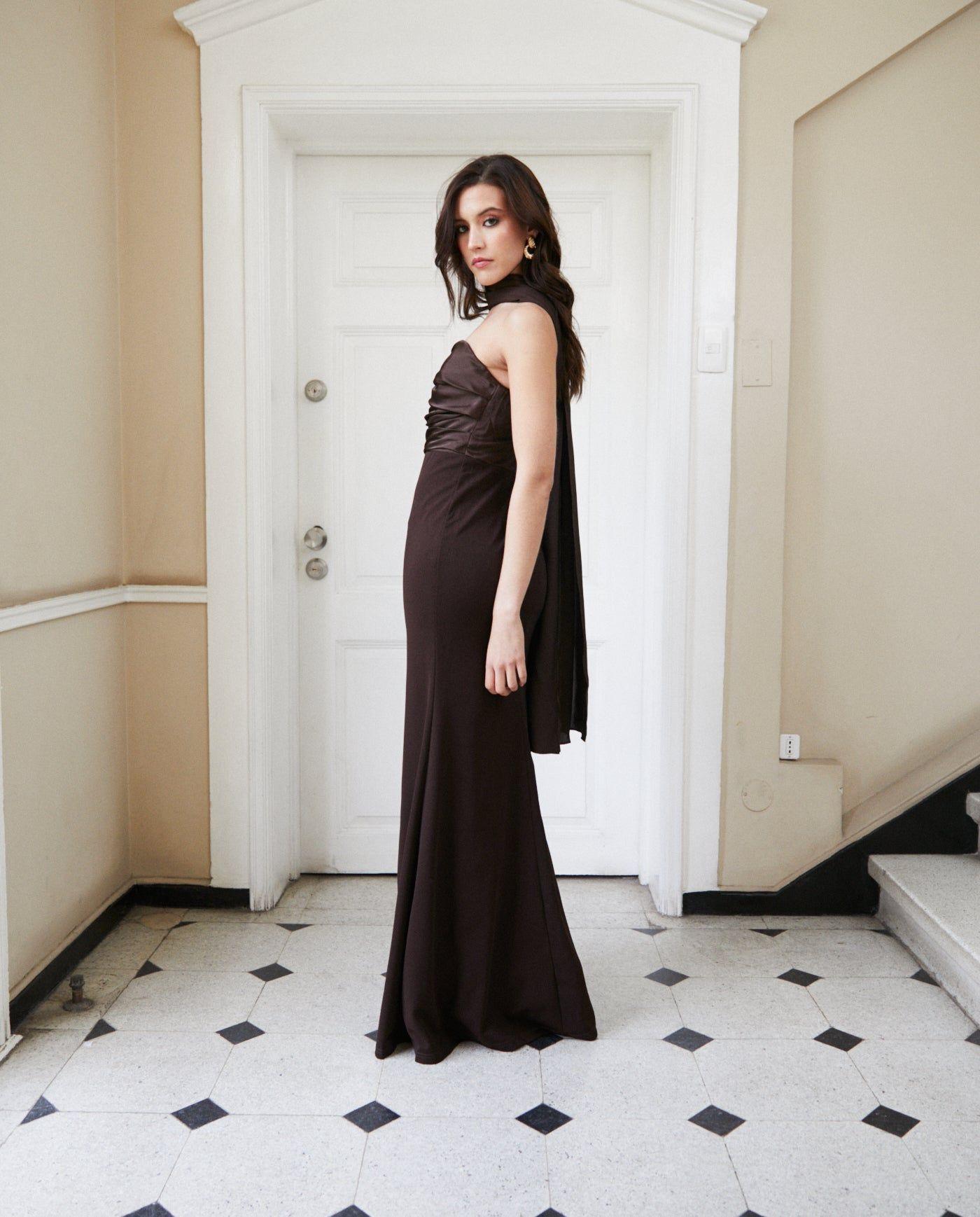 Vestido Largo de Fiesta Alicante Chocolate-4