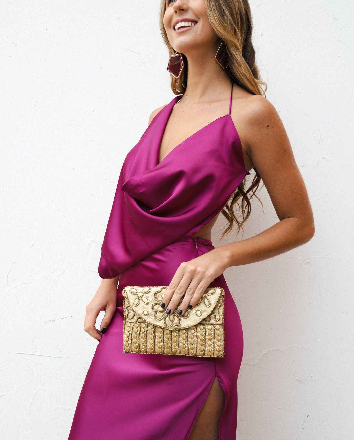 vestido largo de fiesta magda satin magenta-0
