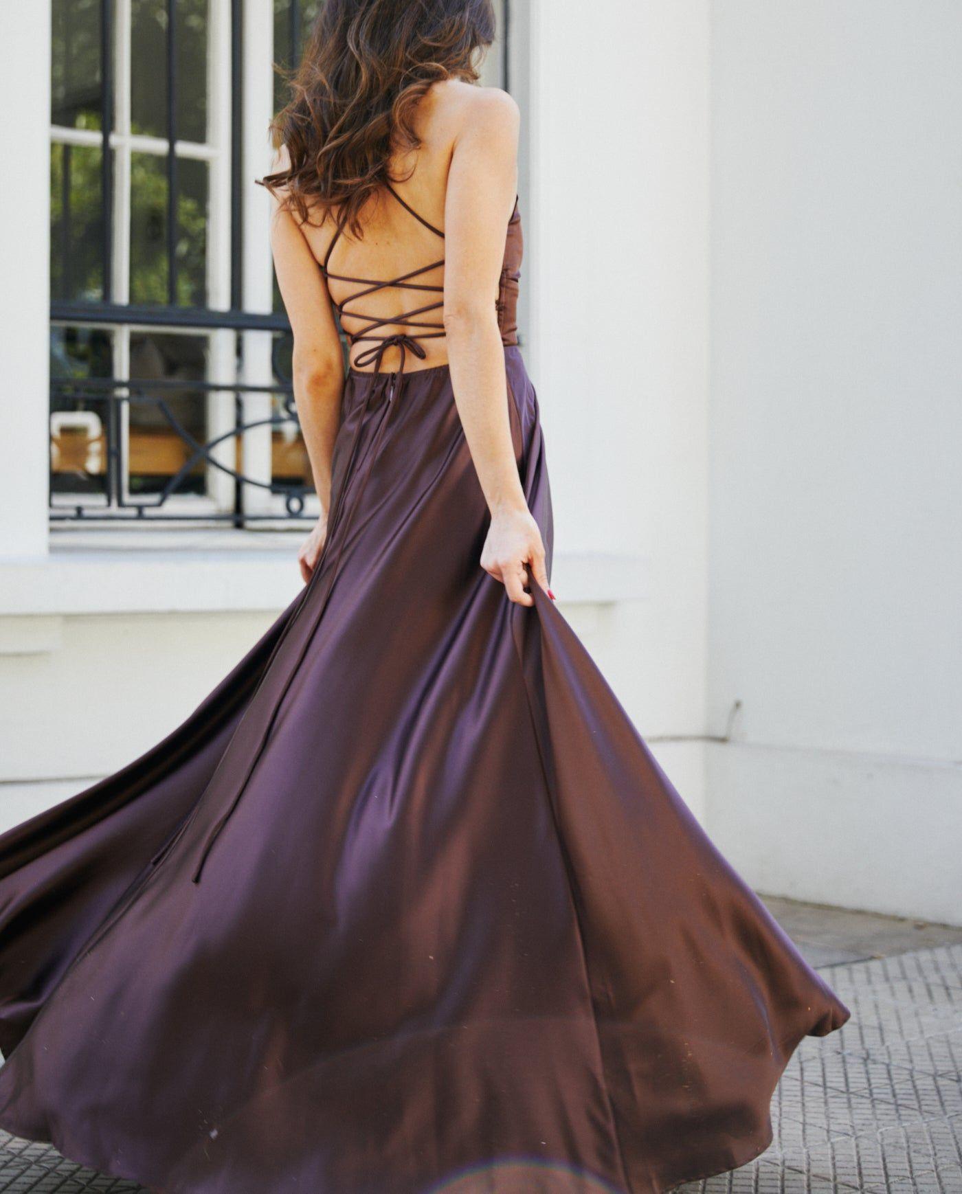 Vestido Largo de Fiesta Rafa Chocolate-2