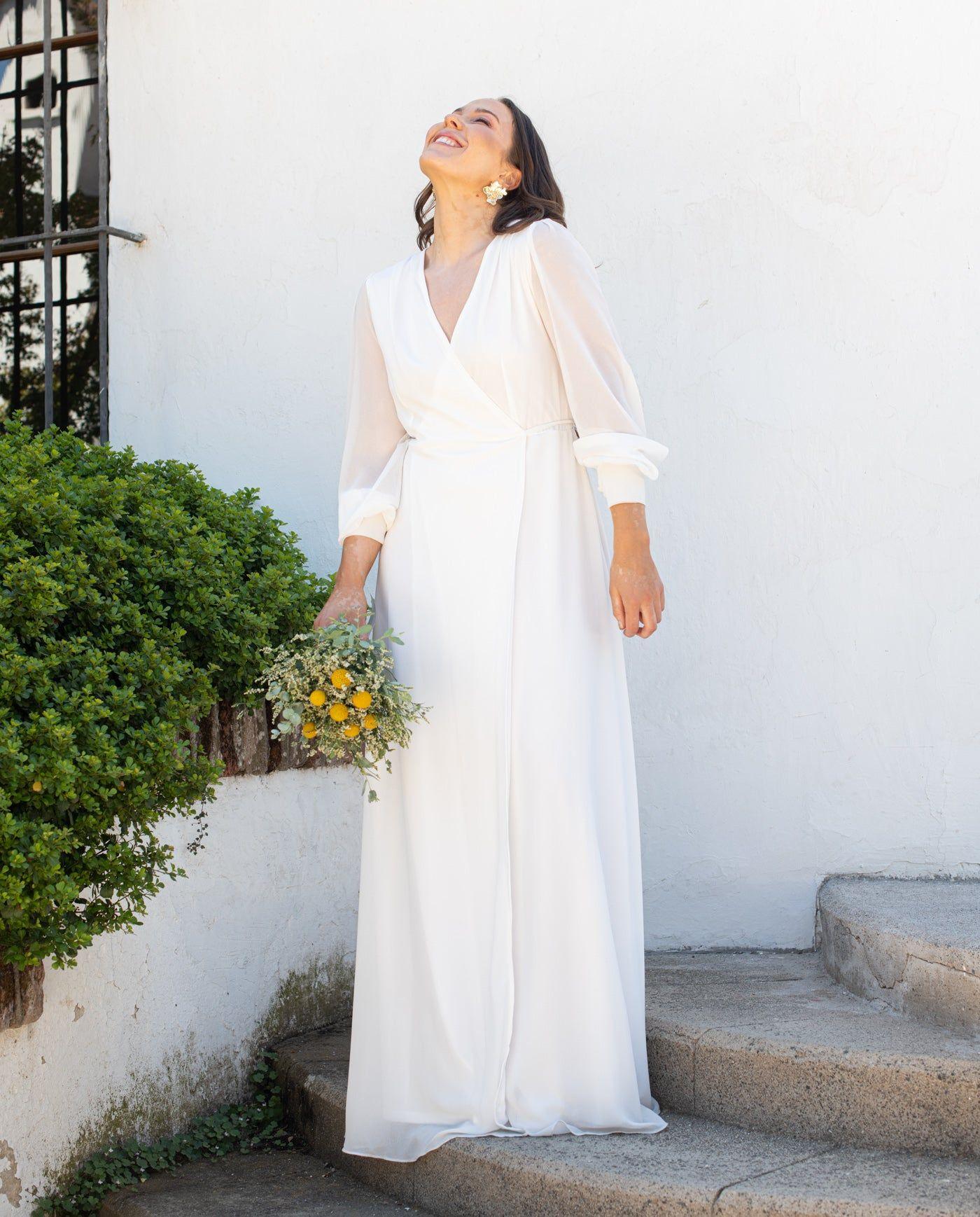 Vestido de Novia Largo Jacinta Manga Larga Ivory-1