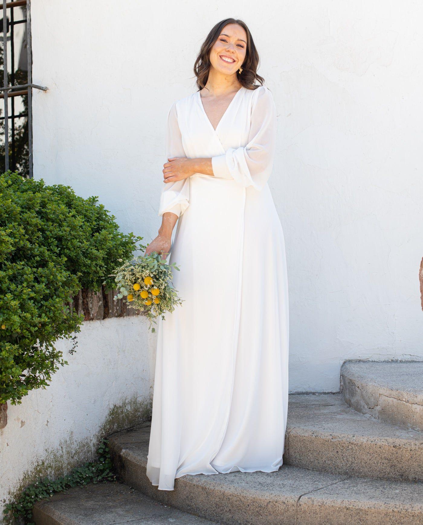 Vestido de Novia Largo Jacinta Manga Larga Ivory-2