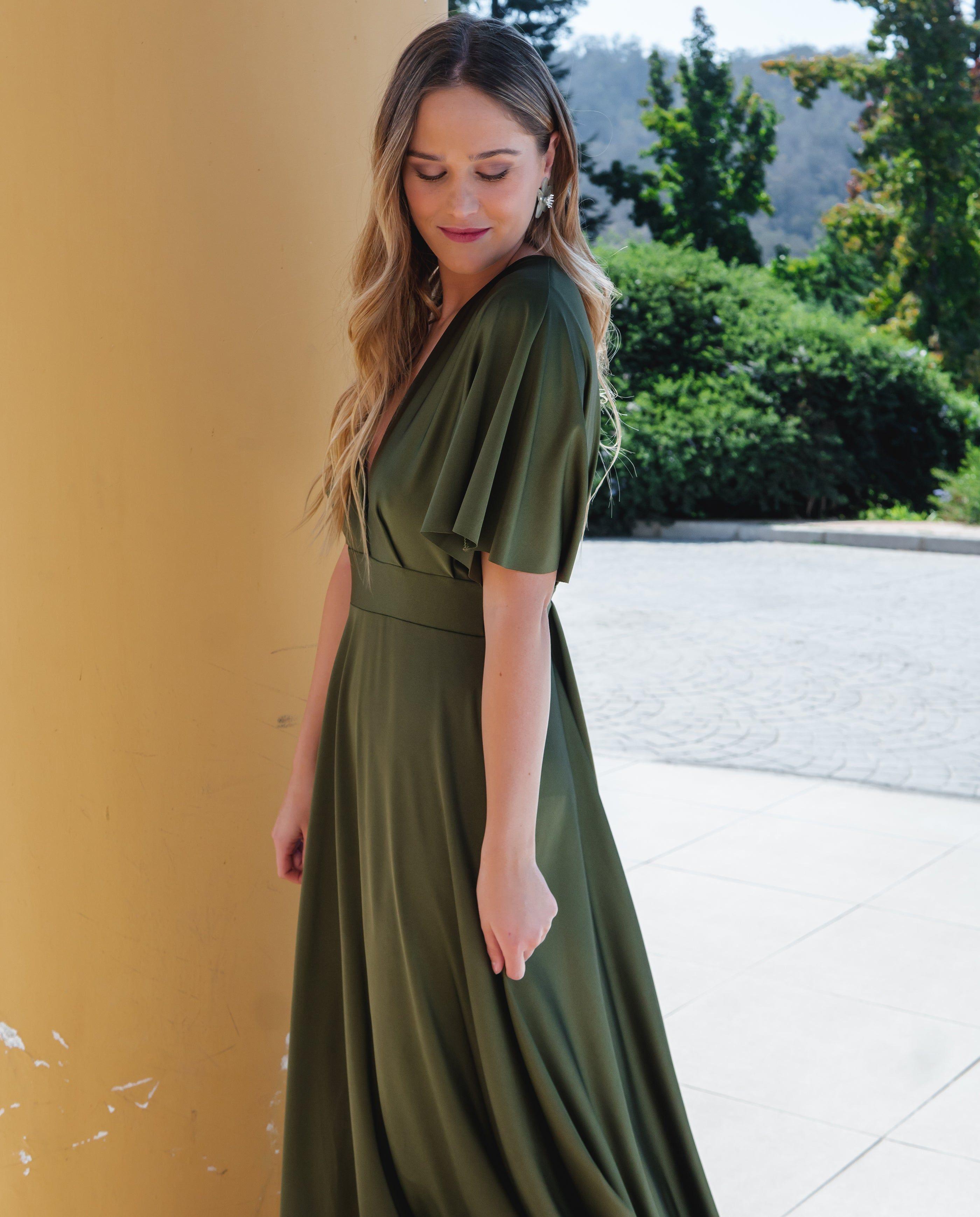 Vestido Largo de Fiesta Noa Verde Olivo-3