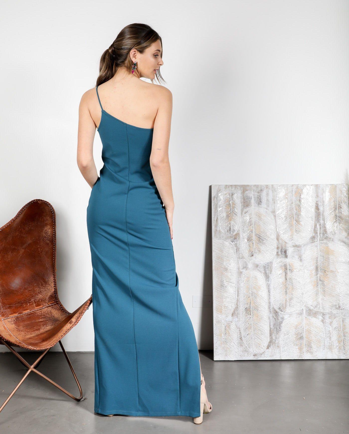 Vestido De Fiesta Vanessa Turquesa Oscuro-3