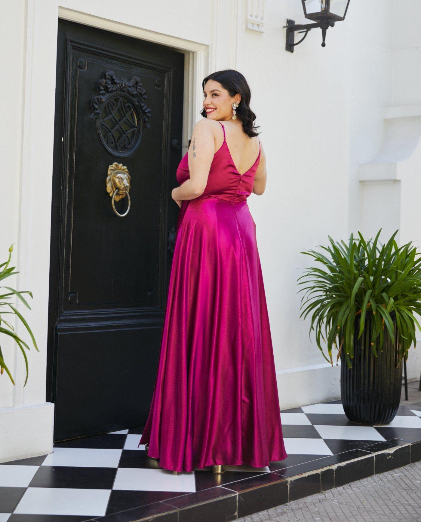 Vestido Largo de Fiesta Amaris Magenta-1