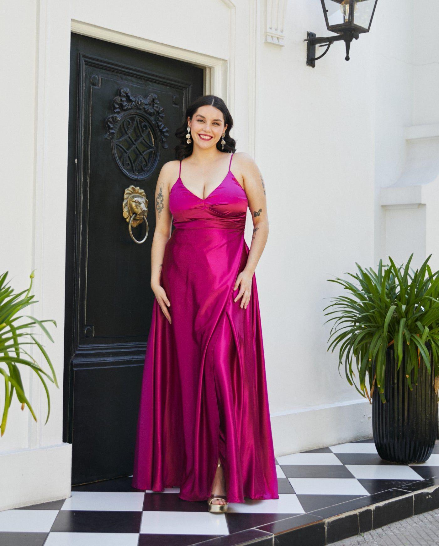 Vestido Largo de Fiesta Amaris Magenta-2