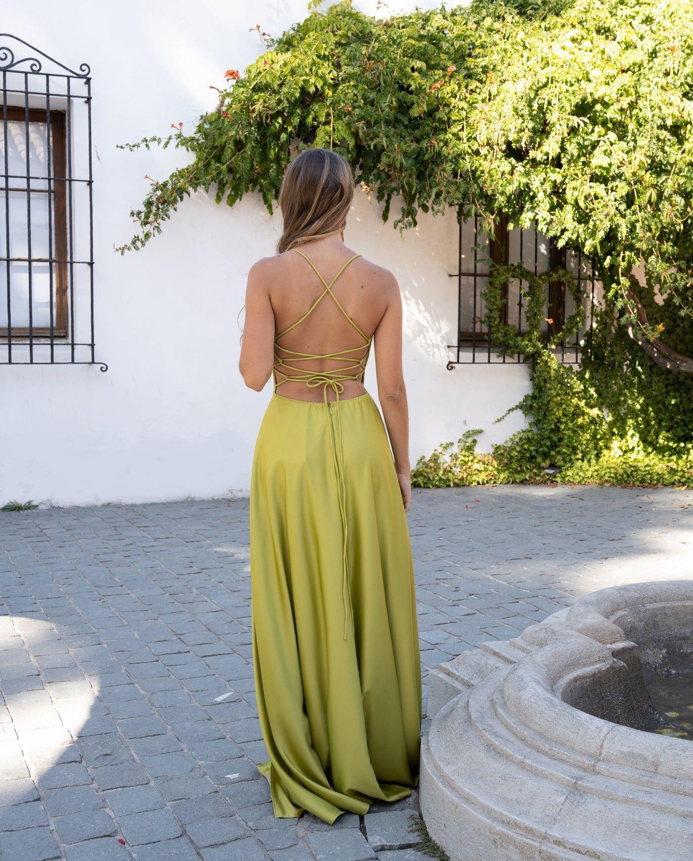 Vestido De Fiesta Camila Verde Limon-1