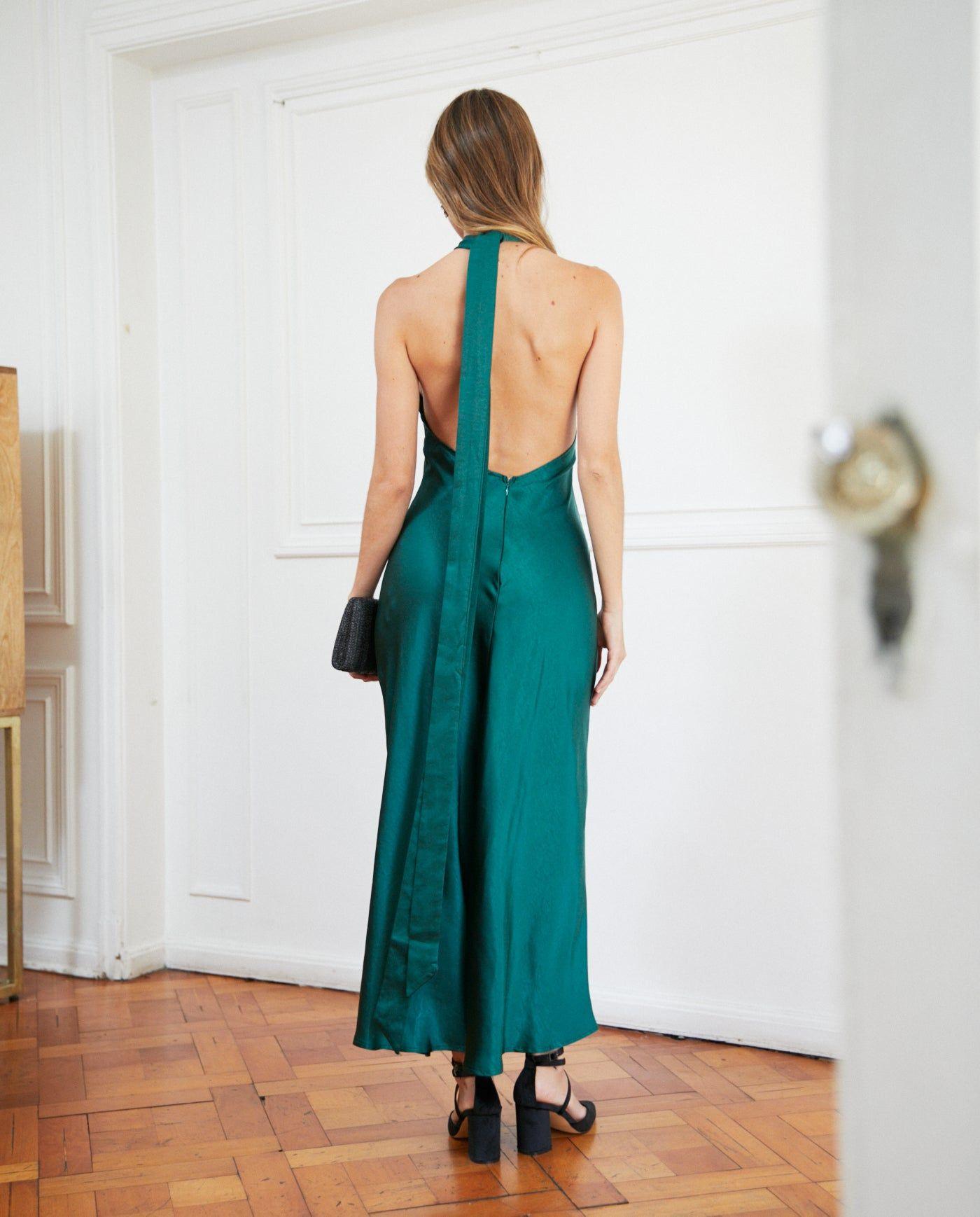 Vestido de Fiesta Candelaria Verde Oscuro-1