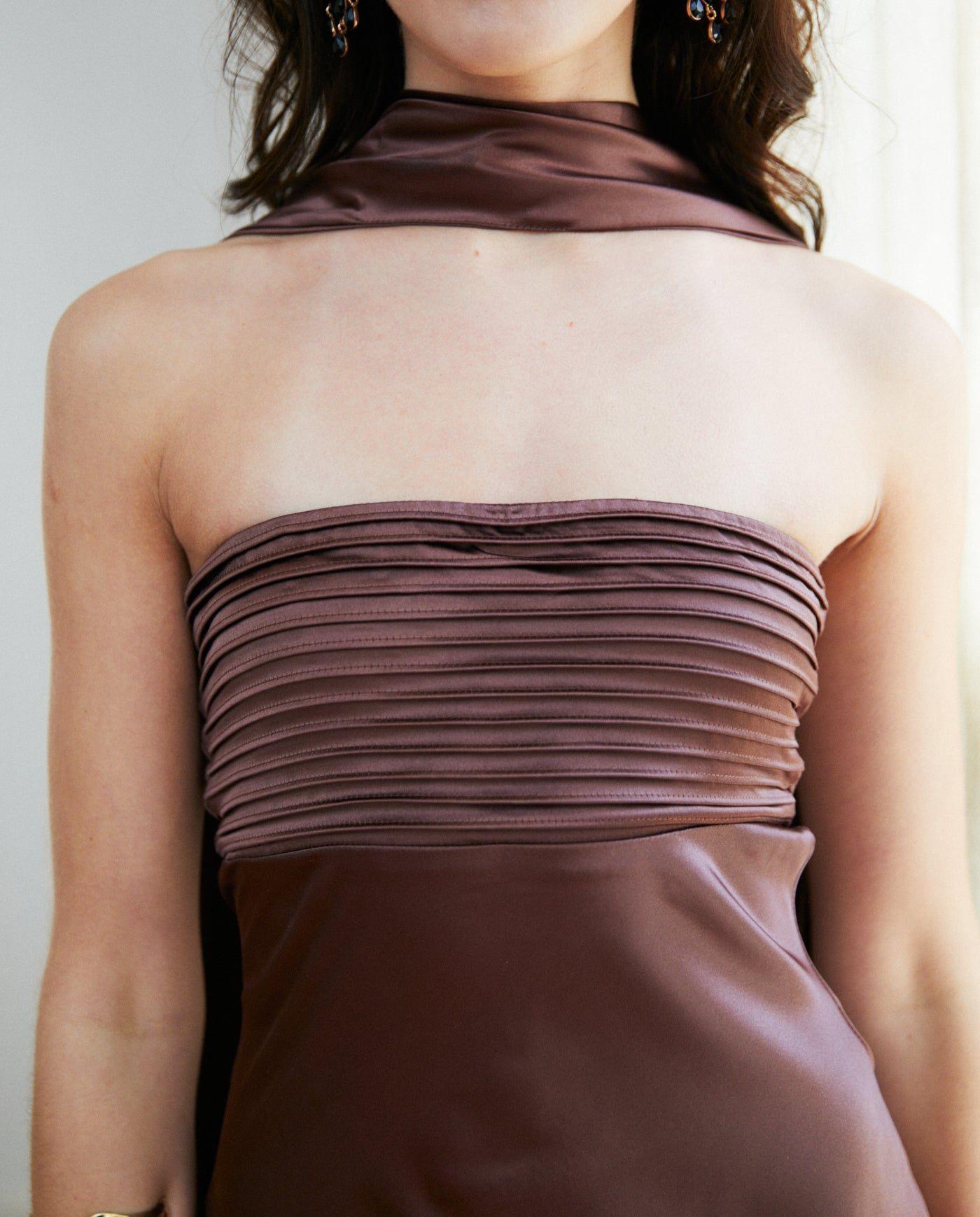 Vestido Largo de Fiesta Uma Chocolate-3