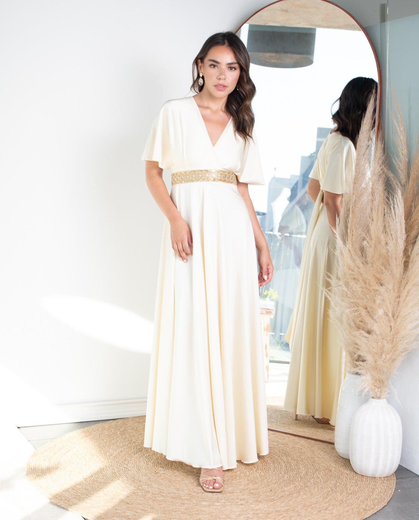 Vestido Largo de Novia Noa Crema-4