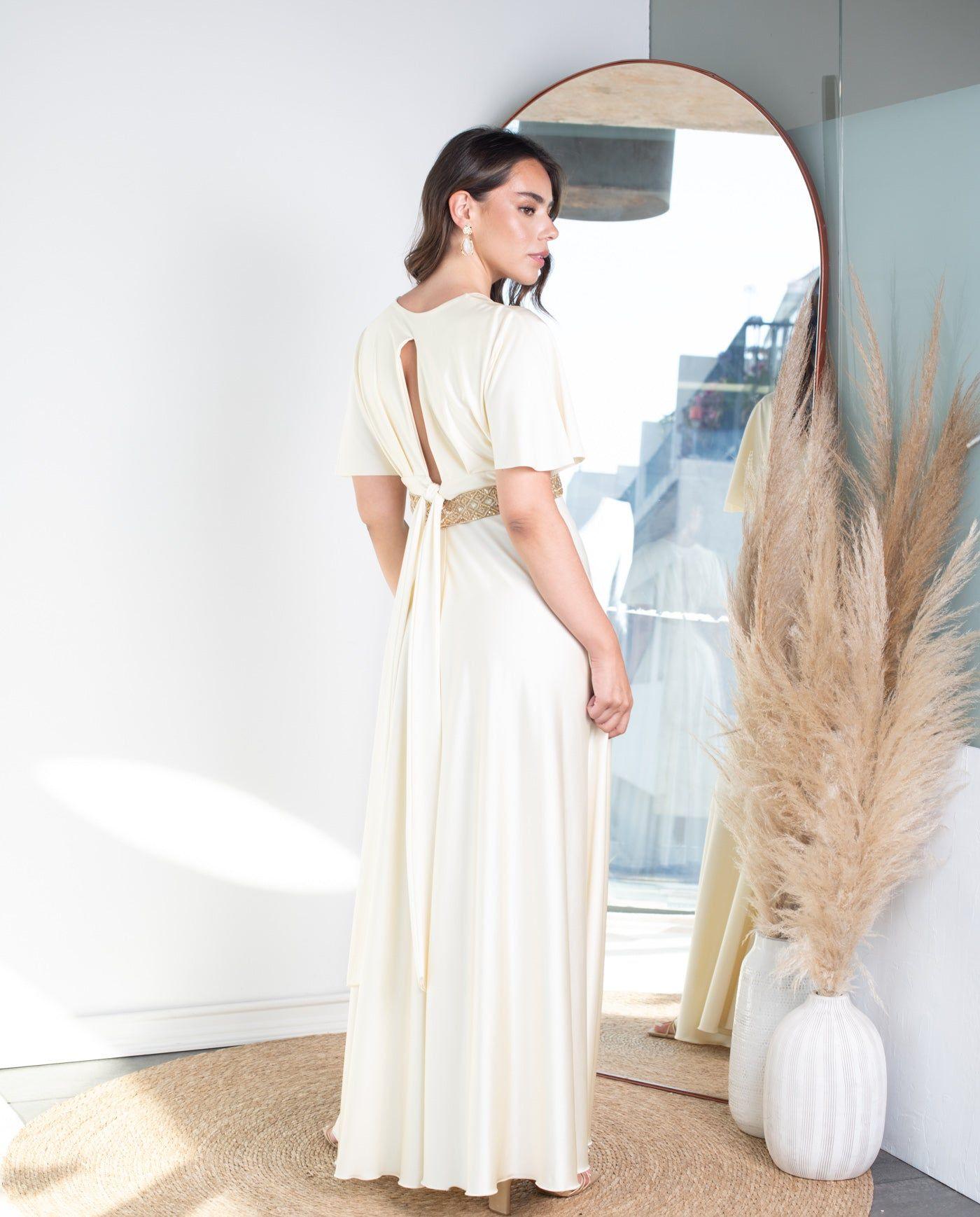 Vestido Largo de Novia Noa Crema-5