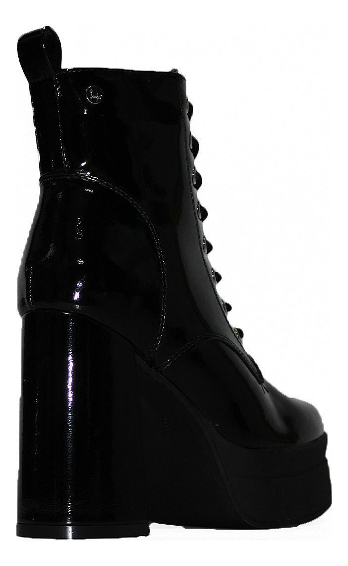 Botín Con Cordones Y Cierre De Dama En Charol-3