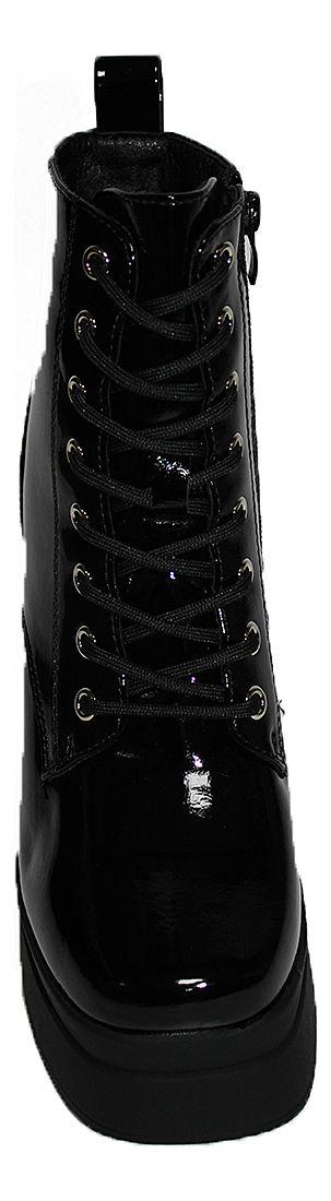 Botín Con Cordones Y Cierre De Dama En Charol-6