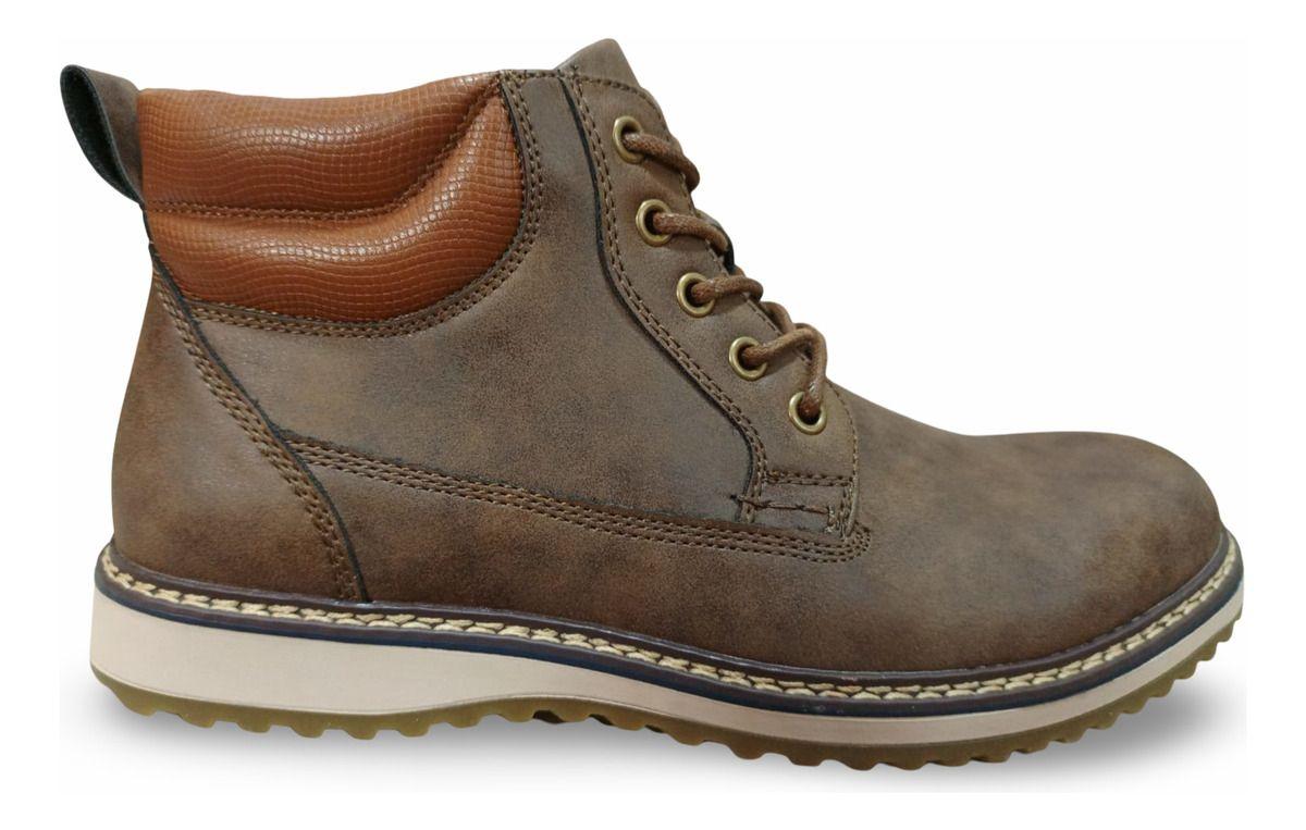 Botines Hombre Outdoor Café Con Cordones Acolchado Y Suela A-0