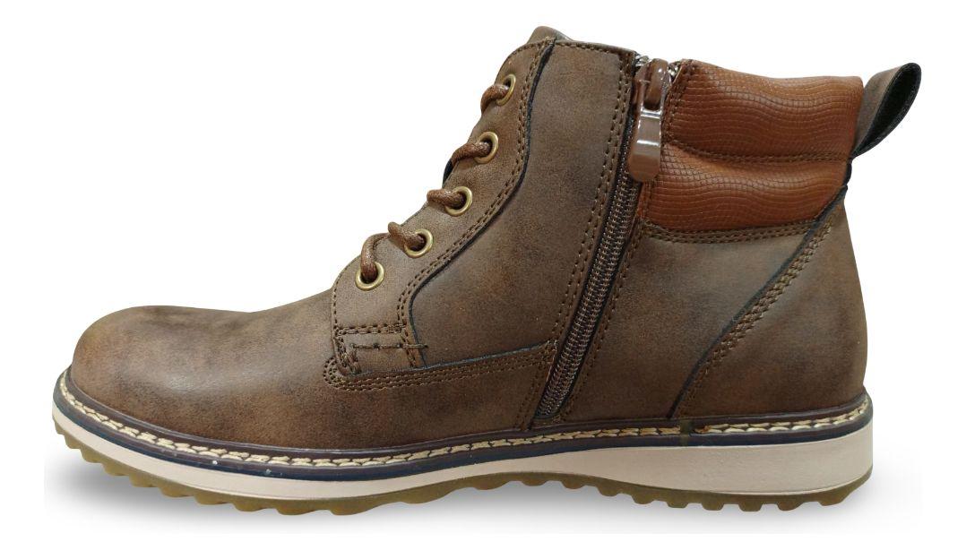 Botines Hombre Outdoor Café Con Cordones Acolchado Y Suela A-2