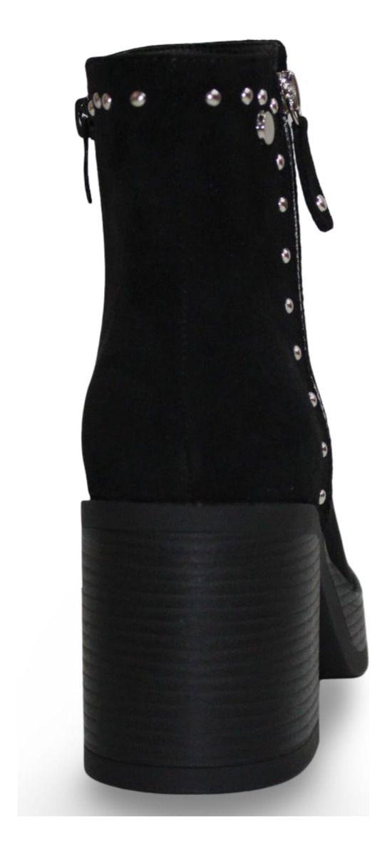 Botín De Mujer Detalles Metálicos Taco Bloque & Plataforma-7