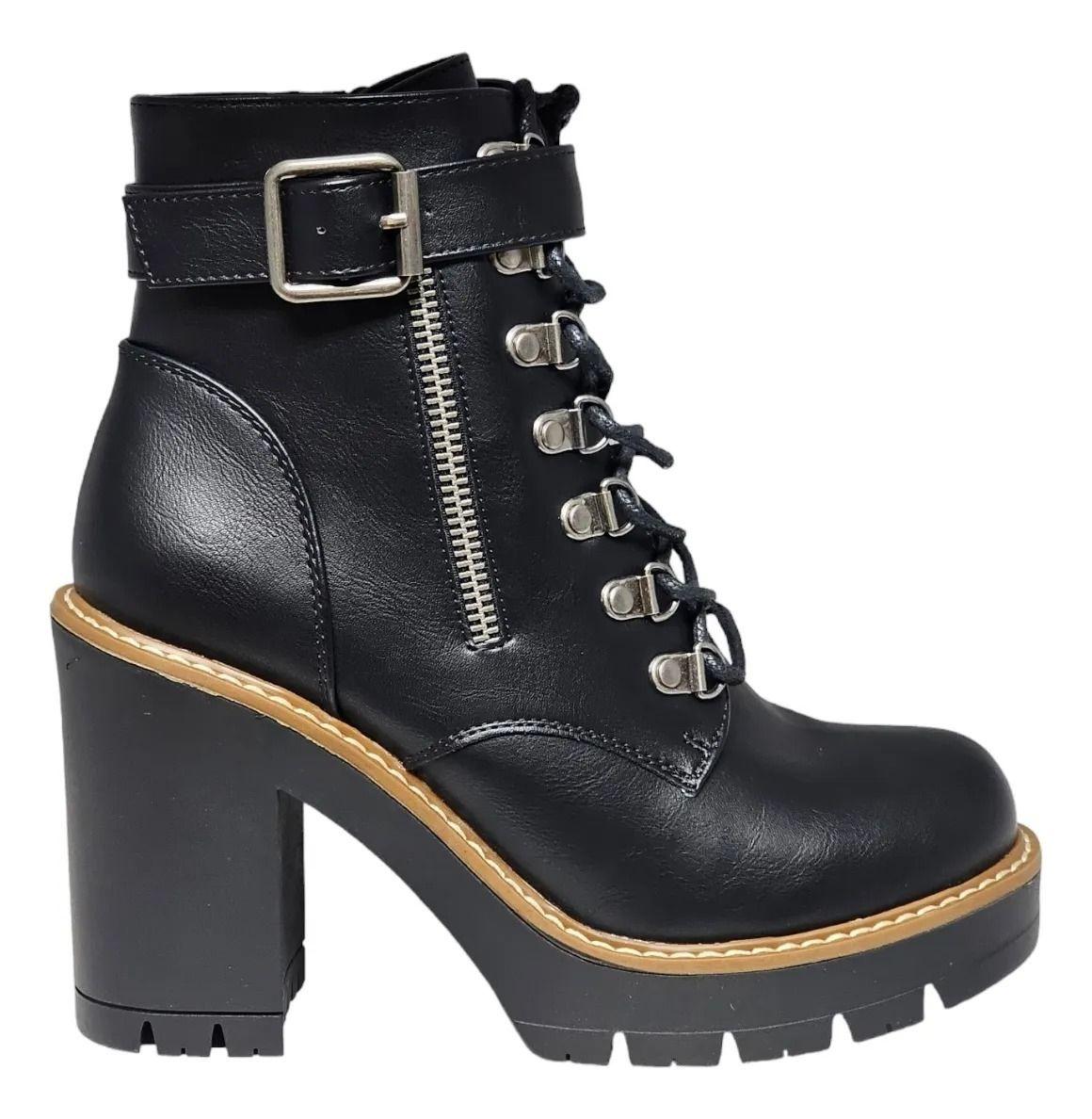 Botín Para Dama Taco Alto De Cordones Y Cierre-5