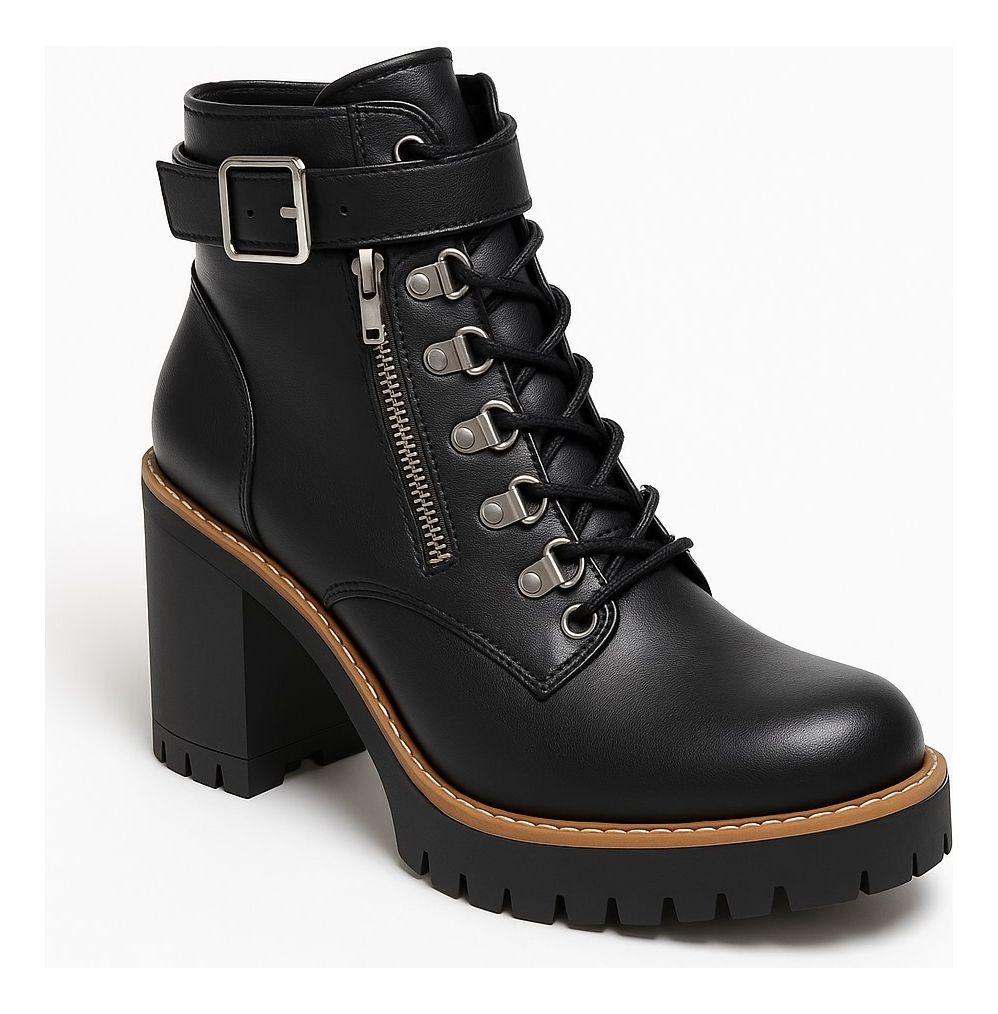 Botín Para Dama Taco Alto De Cordones Y Cierre-7