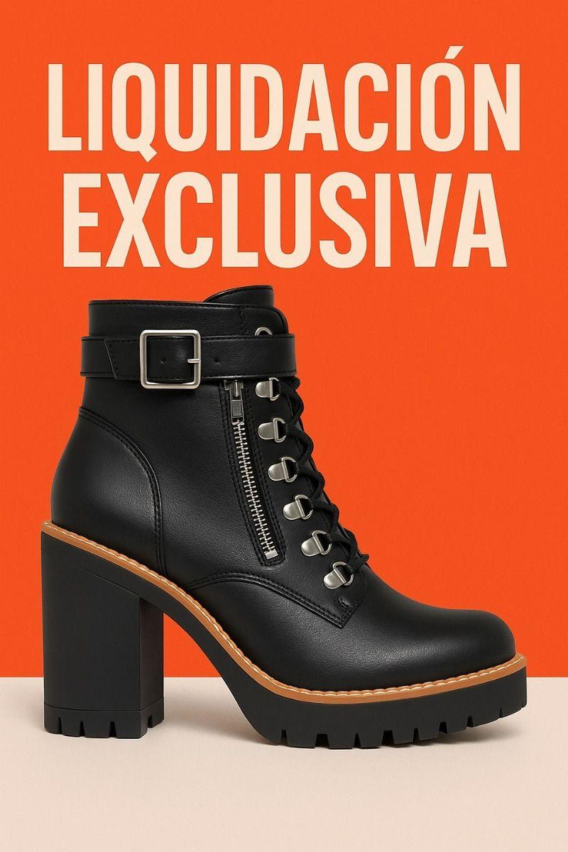 Botín Para Dama Taco Alto De Cordones Y Cierre-8