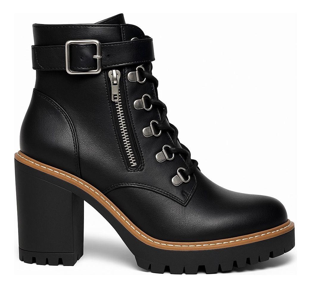 Botín Para Dama Taco Alto De Cordones Y Cierre-9