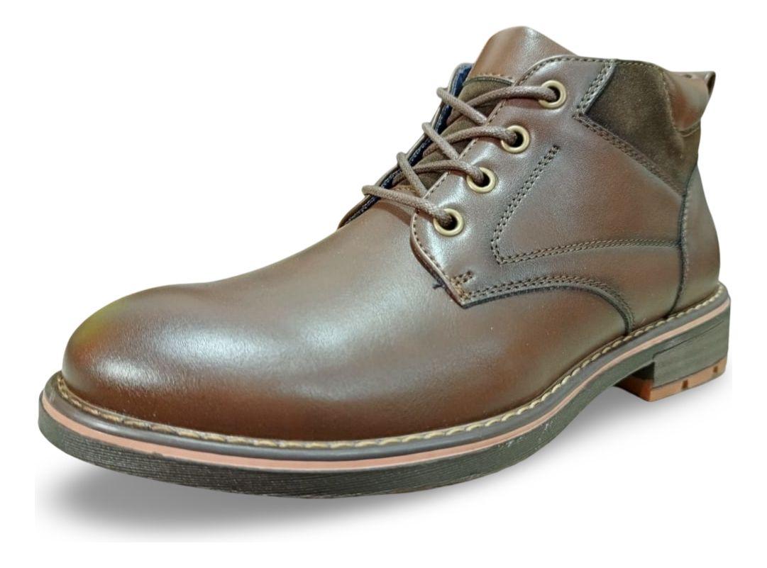 Botín Hombre Café Caña Media Elegante Y Cómodo Para Todo Cli-2