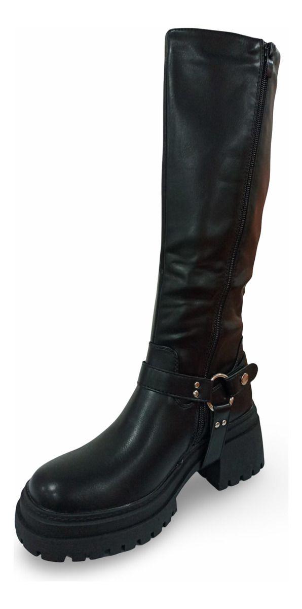 Botas De Mujer Casual Negra Y Hebilla En El Talón-2