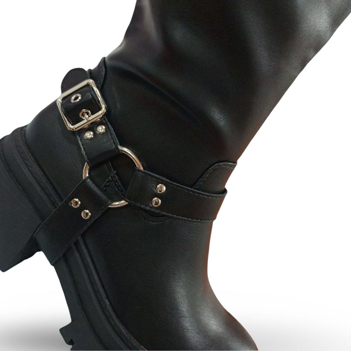 Botas De Mujer Casual Negra Y Hebilla En El Talón-3