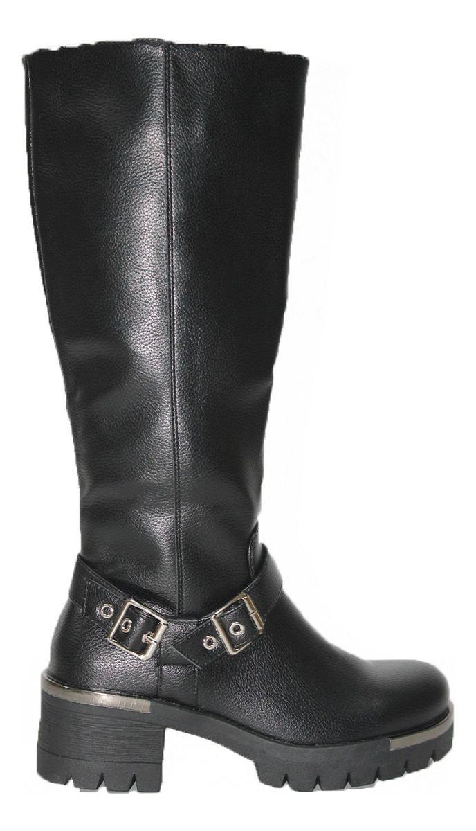 Bota Para Mujer Negro Bajo La Rodilla Correa Con Hebilla-0