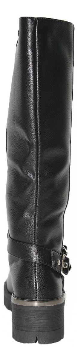 Bota Para Mujer Negro Bajo La Rodilla Correa Con Hebilla-3