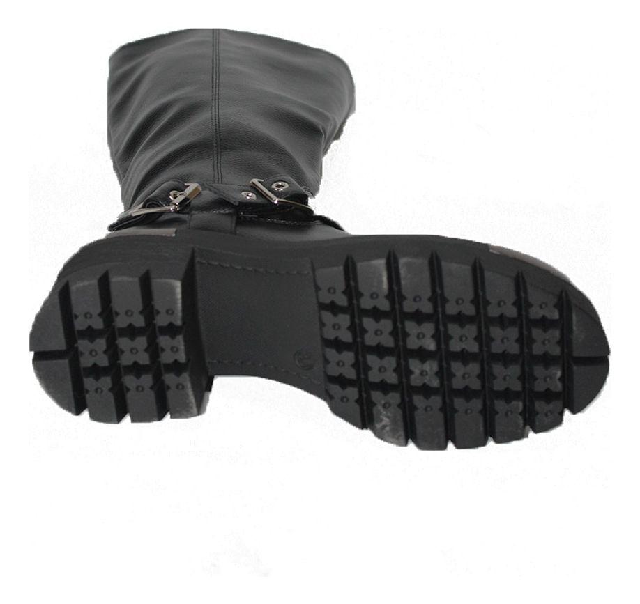 Bota Para Mujer Negro Bajo La Rodilla Correa Con Hebilla-5