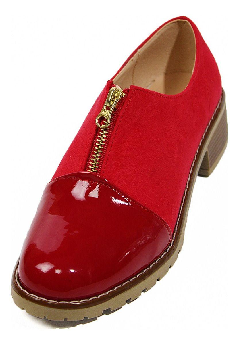Mocasin Náutico Charol Rojo Con Cierre En Medio-2