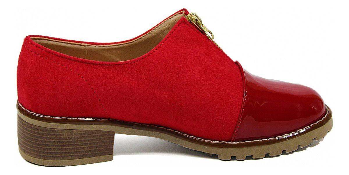 Mocasin Náutico Charol Rojo Con Cierre En Medio-4